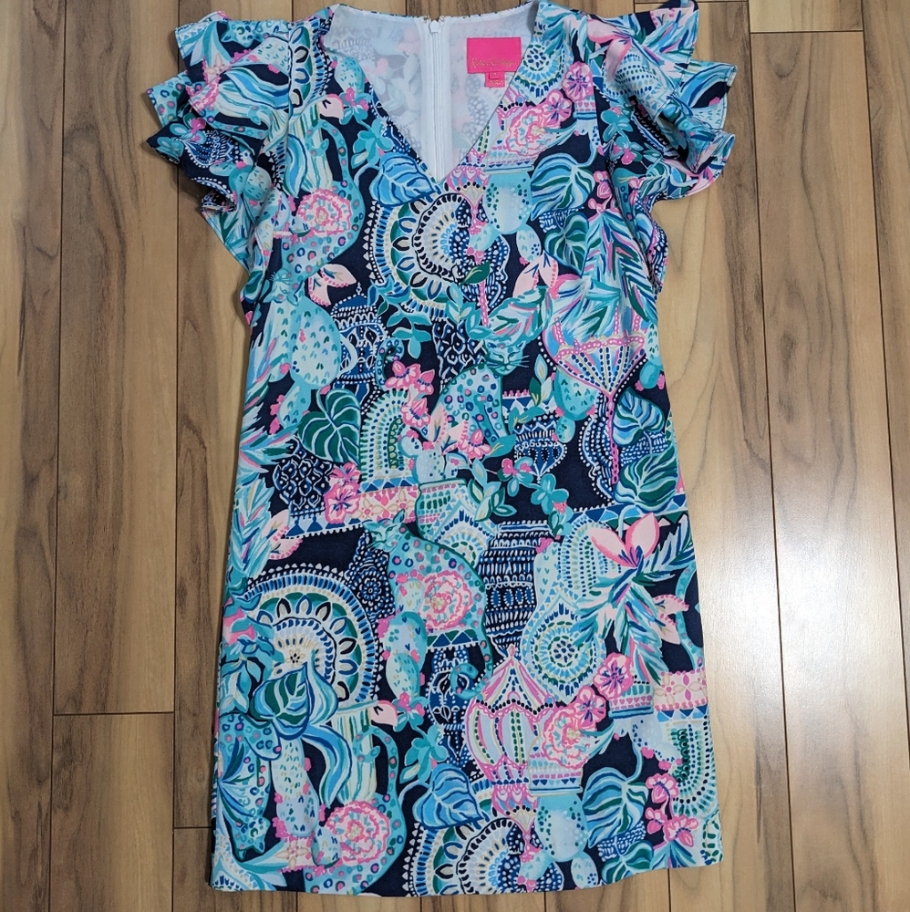 EUC! Lilly Pulitzer Kathie Dress Multi Lookin Sharp Size 0 $198
